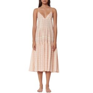 Mara Hoffman Pink Striped Tiered Midi Dress